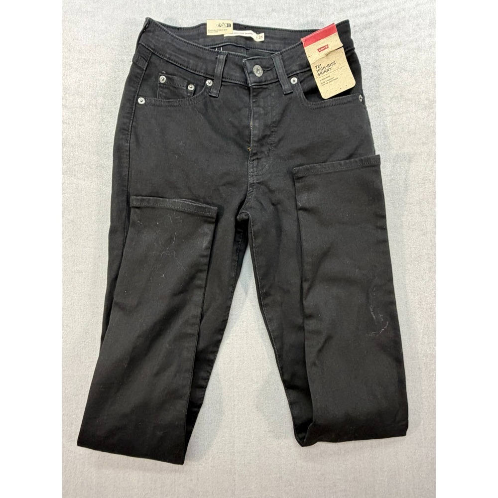 New Levi 721 High Rise Skinny Jeans Black Size 26X32 Womens
